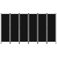 300 × 180 cm 6-Panel Black Fabric Room Divider