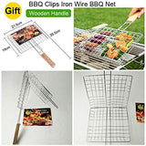 Outdoor Foldable BBQ Charcoal Grill Portable Hibachi Barbecue Camping Large Broil Kebab Grate Large Tray Net Rotisserie Set Stainless Steel