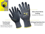 12 Pairs Micro-foam Nitrile Coated Work Gloves, Ideal for General Purpose, Automotive, Construction, Home Improvement (Touchscreen Compatible)