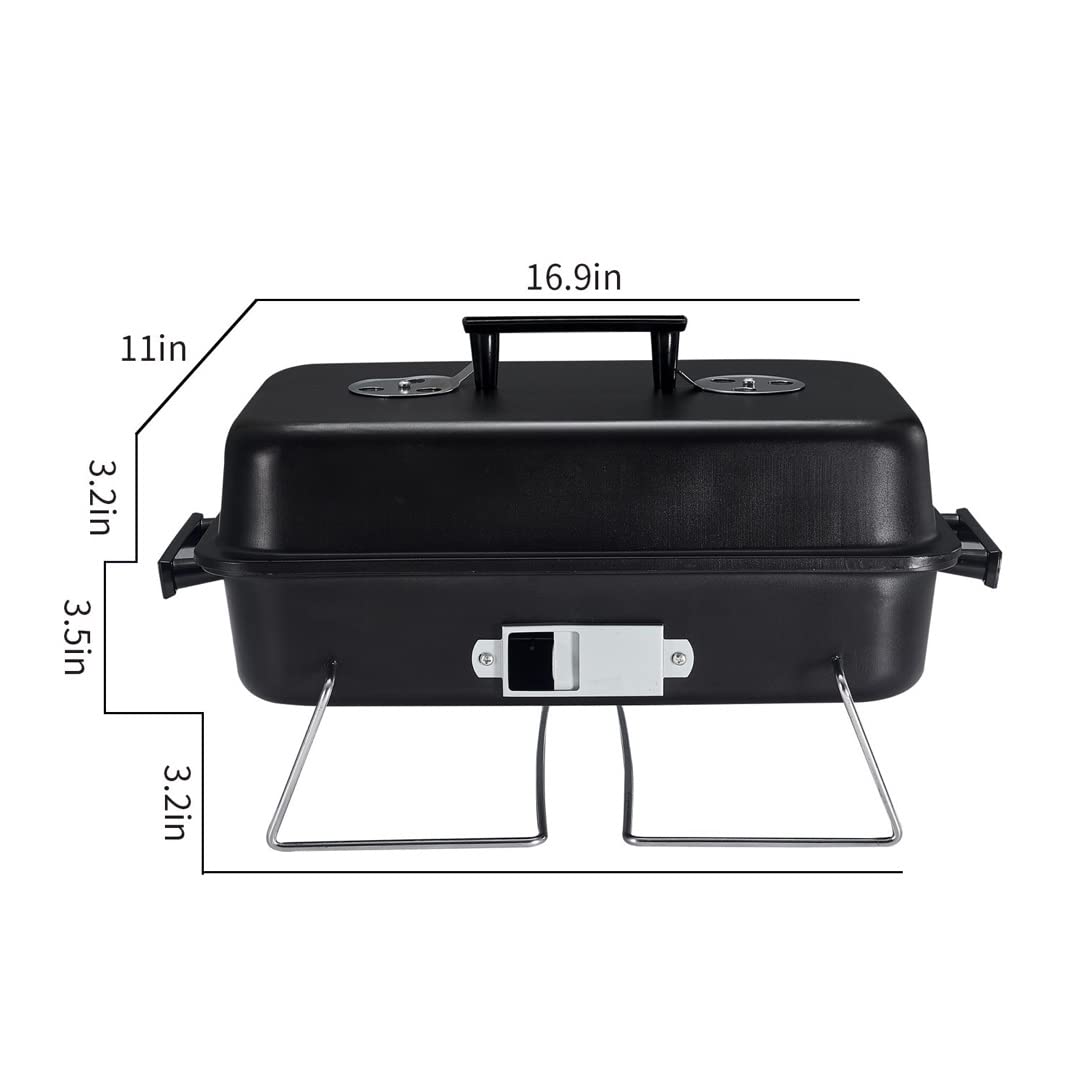 Foldable Portable Charcoal Grill with Lid & Carry Handles