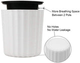 Orchid Pot with Net and Holes, Round Self Watering Planter Pot for Indoor Plants and Flowers 3 Sets White
