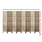 Room Divider Screen 8 Panel Foldable Wooden Divider Jade Brown