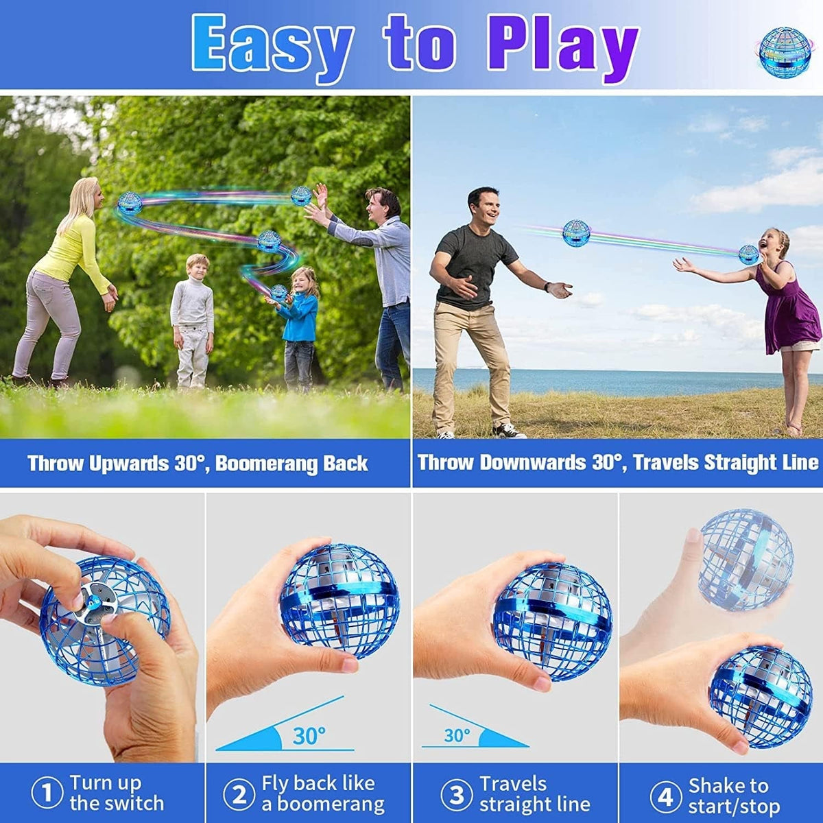 Hand-Controlled Flying Orb Boomerang Ball