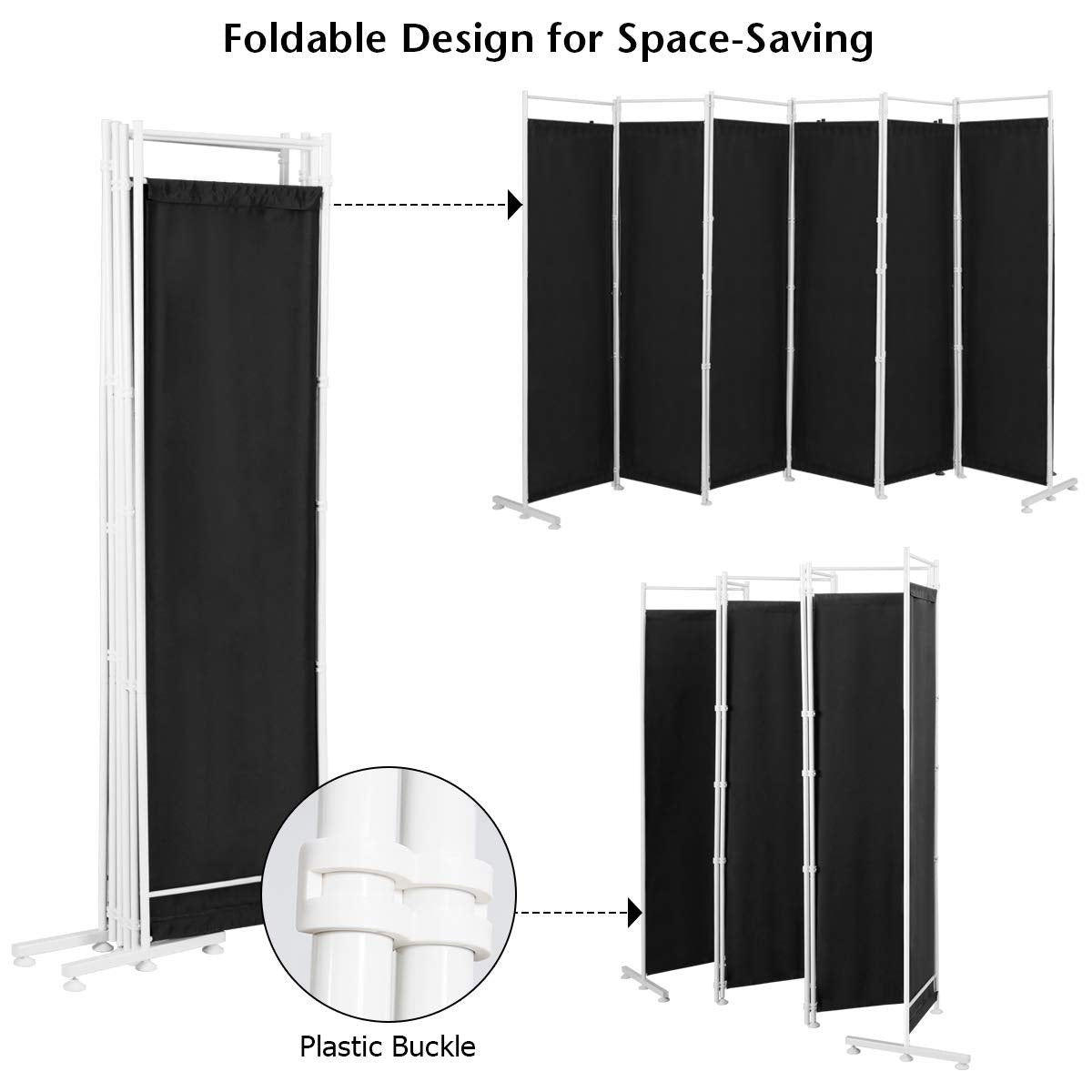 300 × 180 cm 6-Panel Folding Fabric Room Divider – 2 Colours
