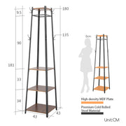 unho Industrial Coat Station with Rail, 4 Shelves & 8 Hooks