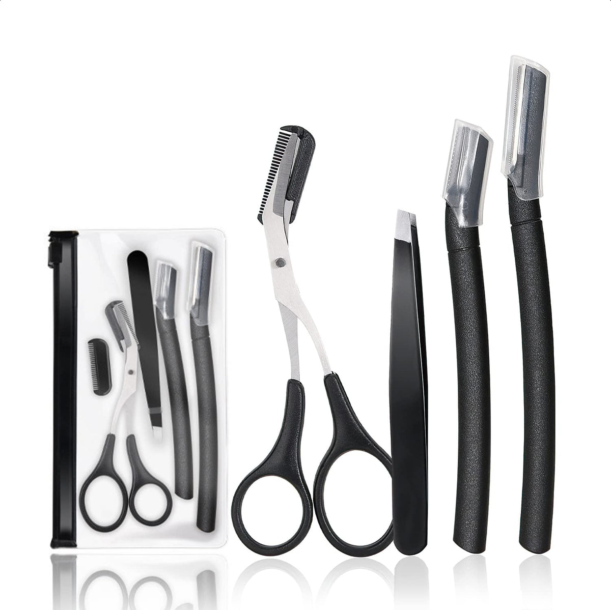 4-Piece Eyebrow Grooming Kit – Razors, Scissors & Tweezers