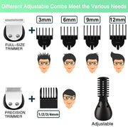 Beard Trimmer, Cordless Hair Clippers Hair Trimmer for Men, Waterproof Body Mustache Nose Ear Facial Cutting Groomer, Electric Shaver All in 1 Grooming Kit, USB Rechargeable & LED Display