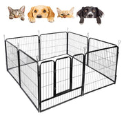 8-Panel Foldable Metal Pet Playpen with Gate