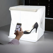 9-Inch Folding LED Photo Light Box – Black & White Backdrops