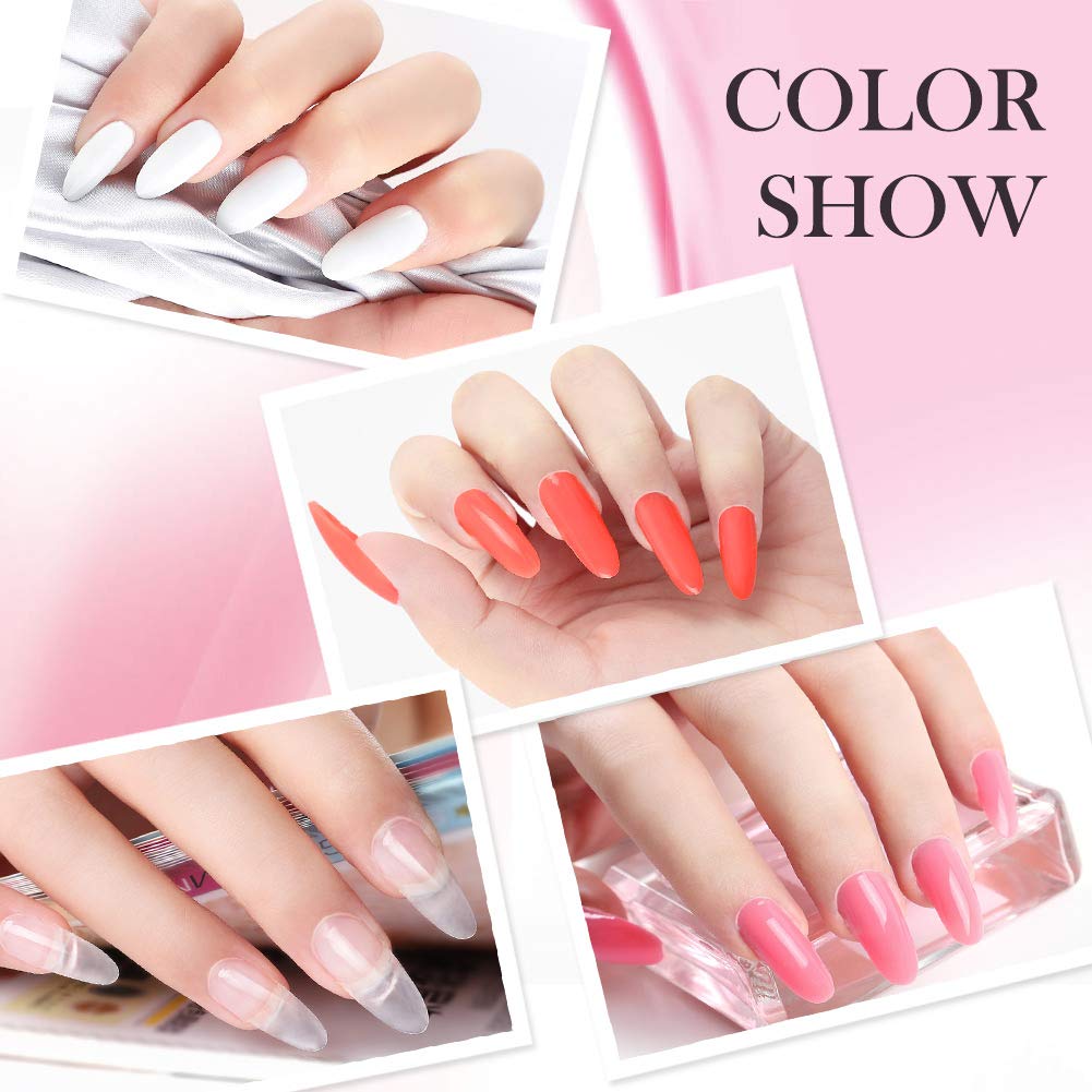 Poly Nail Gel Kit with 36W Nail Lamp 6pcs Builder Extension Gel Slip Solution Base Coat Top Coat Nail Art Design Manicure Tools Decorations