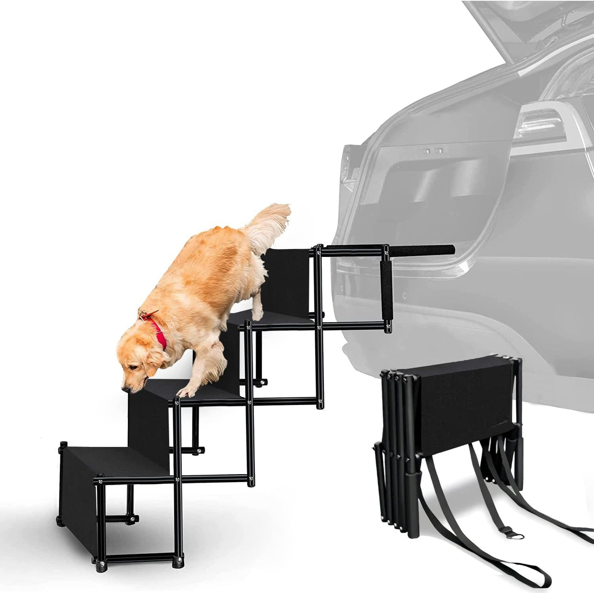 4-Step Folding Dog Car Stairs – 80 kg Capacity