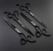 Matte-Black 4-Piece 7-Inch Pet Grooming Scissor Kit with Case