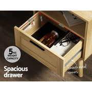 54 cm Rattan Bedside Table with Drawer & Shelf