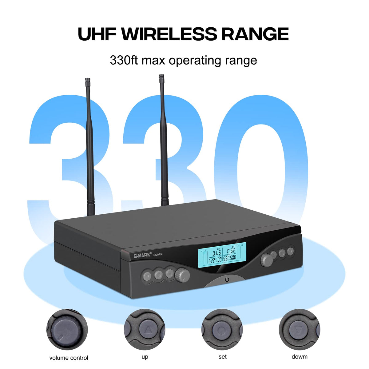 G-MARK Dual-Channel UHF Wireless Microphone System