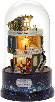 DIY Rotating Dollhouse Miniature with Furniture Kit