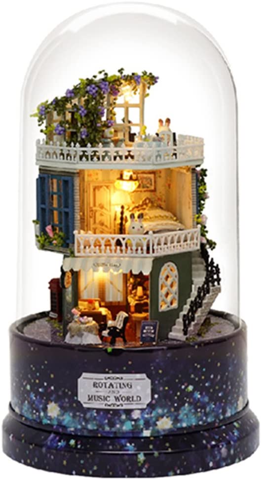 DIY Rotating Dollhouse Miniature with Furniture Kit