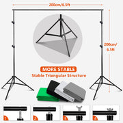 2×2m Adjustable Backdrop Stand Kit with 4 Studio Backgrounds