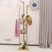 170 cm Bamboo Coat Tree with 9 Hooks & 3 Shelves