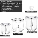 Large Food Storage Containers 8 Pieces - YORUKAU BPA Free Pantry & Kitchen Organization Containers with Black Airtight Lids - Dishwasher Safe - Sugar, Flour, Cereal Container - Plastic Storage Bins