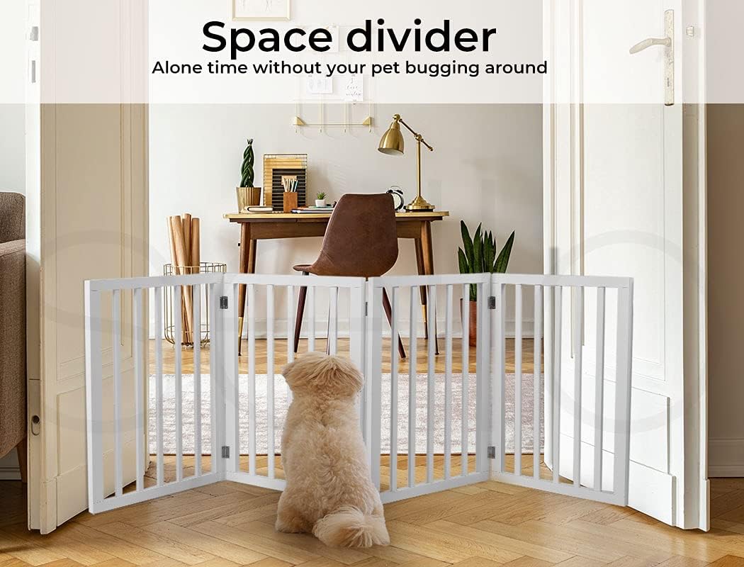 139 × 60.5 cm White Folding Freestanding Pet Barrier