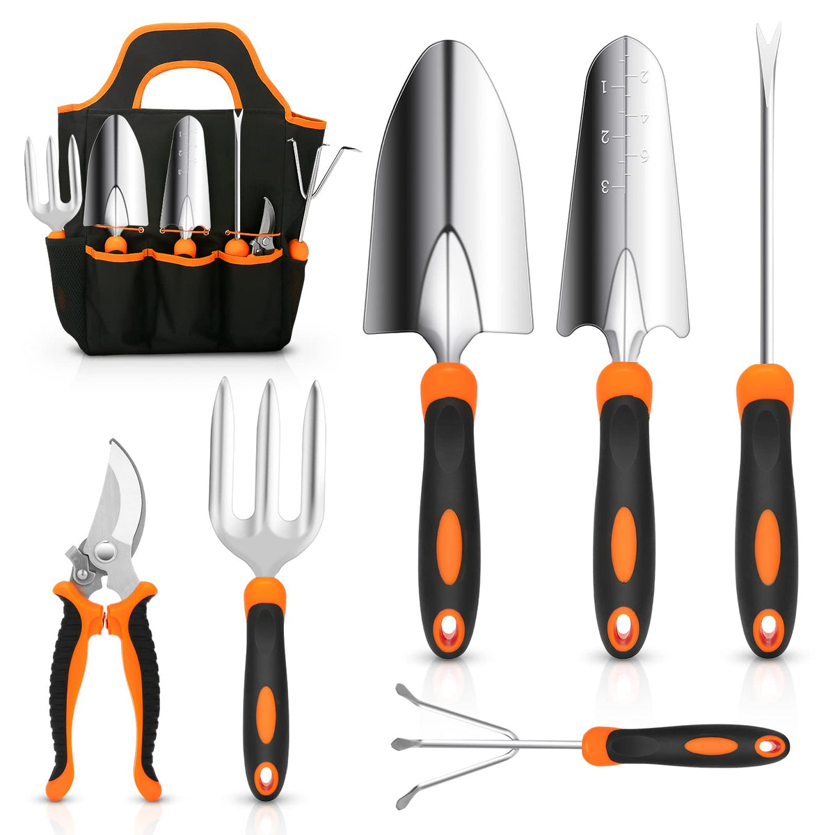 7-Piece Stainless-Steel Garden Tool Set with Tote
