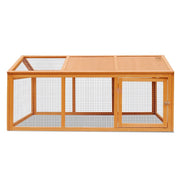 Fir-Wood & Wire Small-Animal Hutch with Covered Run – 150 × 90 × 70 cm