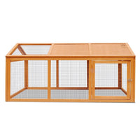 Fir-Wood & Wire Small-Animal Hutch with Covered Run – 150 × 90 × 70 cm