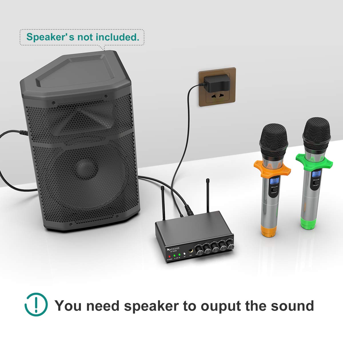 FIFINE K036 Dual UHF Karaoke Microphone Mixer System