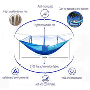 Camping Hammock with Zippered Mosquito Net – Blue