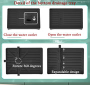 42 cm Black 2-Tier Dish Rack with 360° Drain Spout