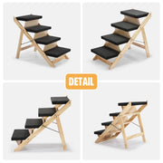 2-in-1 Foldable Pine Pet Ramp & 4-Step Stairs – 60 kg