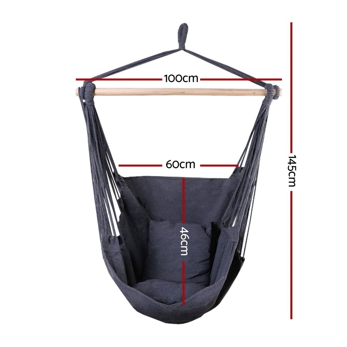 Grey 2-Cushion Hammock Chair – Up to 120 kg