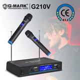 G-MARK G210V Wireless Microphone Set Wireless Microphone Professional 2 Channel Karaoke Microphone for Party Singing in The Church