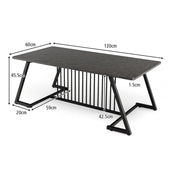 Black Faux-Marble Coffee Table with Steel Legs