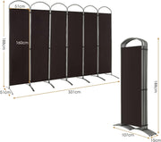188cm Folding 6-Panel Room Divider – 4 Colours