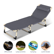 4-Position Folding Camping Lounger with Pillow – Up to 136 kg