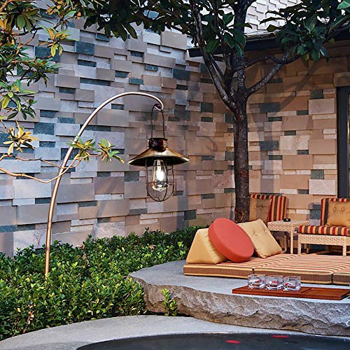 Solar Lantern Outdoor Hanging Light Metal Solar Lamp with Warm White Edison Bulb Design for Garden Yard Patio Porch Decor(Copper)