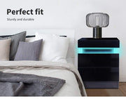 2-Drawer High-Gloss RGB LED Bedside Table