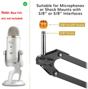 Microphone Desk Stand for Blue Yeti Adjustable Suspension Boom Scissor Arm Stand with 3/8"to 5/8" Screw Adapter, Compatible with Blue Snowball, Yeti Nano, Yeti x and other Mic