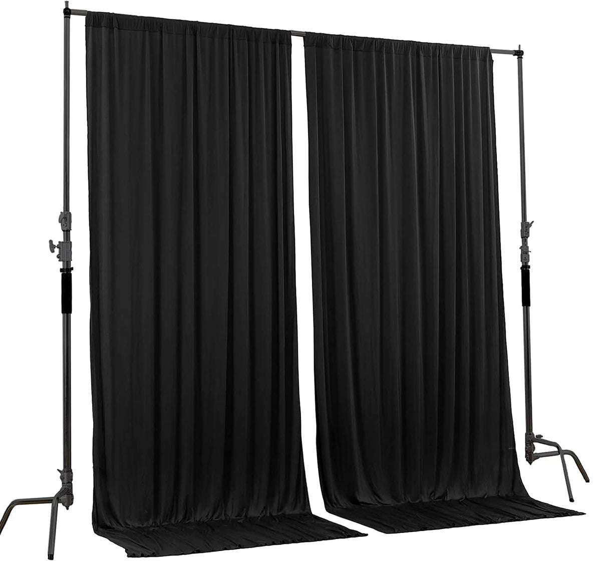 3.05 × 3.05 m Black Polyester Backdrop Drapes – 2 Panels