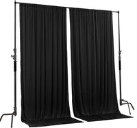 10 feet x 8 feet Polyester Backdrop Drapes Curtains Panels with Rod Pockets - Wedding Ceremony Party Home Window Decorations - Black (DRAPE-5X8-BLACK)