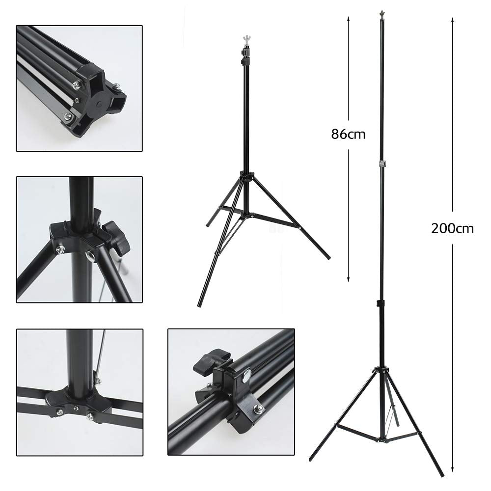 2×2m Adjustable Backdrop Stand Kit with 4 Studio Backgrounds