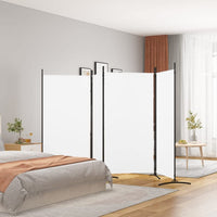 346 × 180 cm 4-Panel White Fabric Room Divider