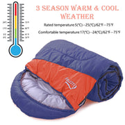Camping Sleeping Bag with Compression Sack Lightweight Waterproof Camping Sleeping Bag for Adults & Kids
