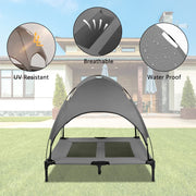Outdoor Dog Bed with Canopy, Outside Portable Cooling Raised Pet Cot for Dogs and Cats, Grey Large