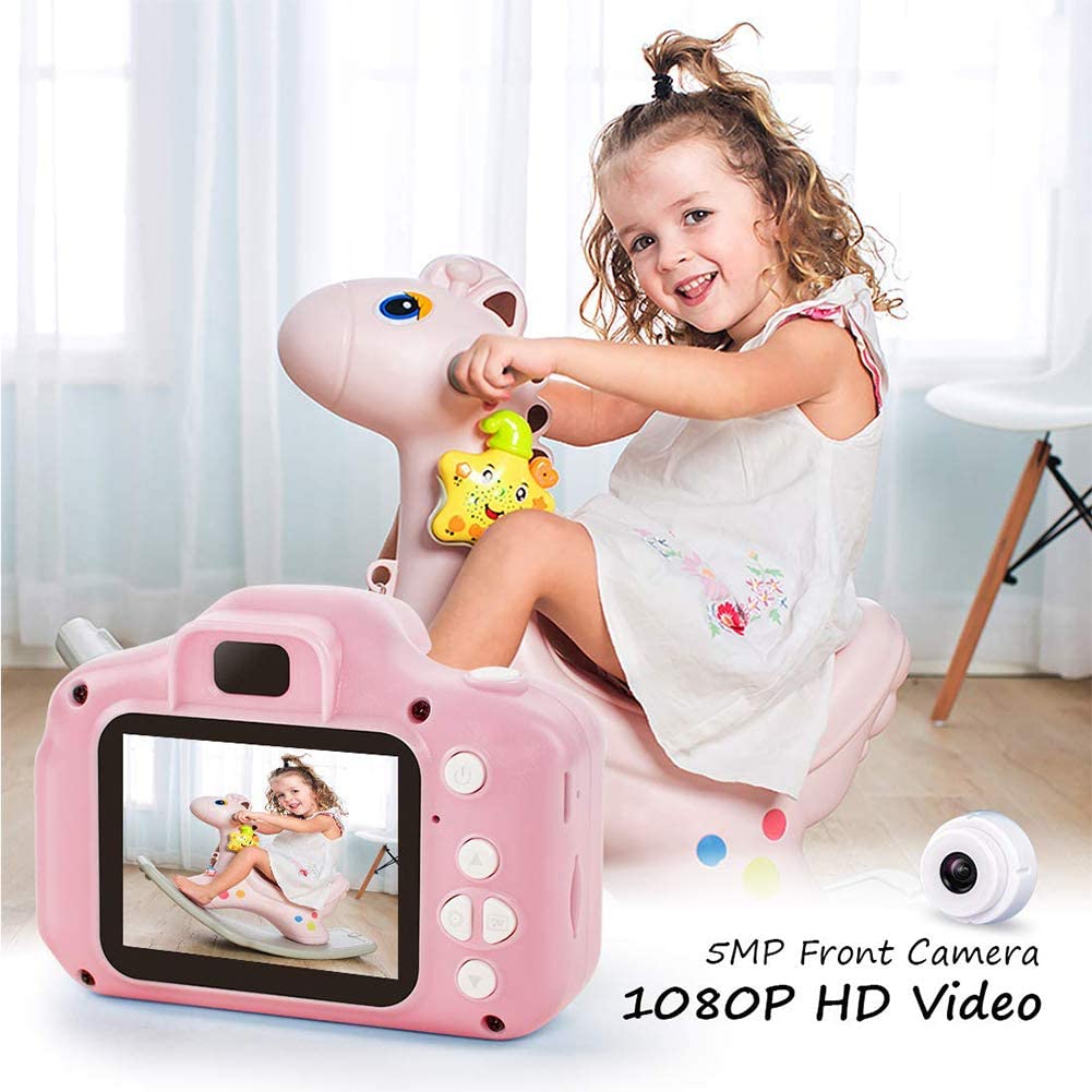 Kids Digital Camera for Boy Girls Age 3-10, Toddler Cameras Mini Cartoon Rechargeable Video Camera with 2 Inch IPS Screen and 32GB SD Card Child Camcorder Toy Kid’s Birthday