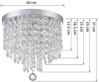 Mini Crystal Ceiling Light, 4-Light LED Crystal Chandelier Light Fixture, H 31CM x W 30CM Flush Mount Crystal Ceiling Lamp for Bedroom, Hallway, Kitchen, Living Room (Bulbs Not Included)