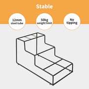Grey 3-Step Pet Stairs with Washable Cover – 40 cm High, 50 kg
