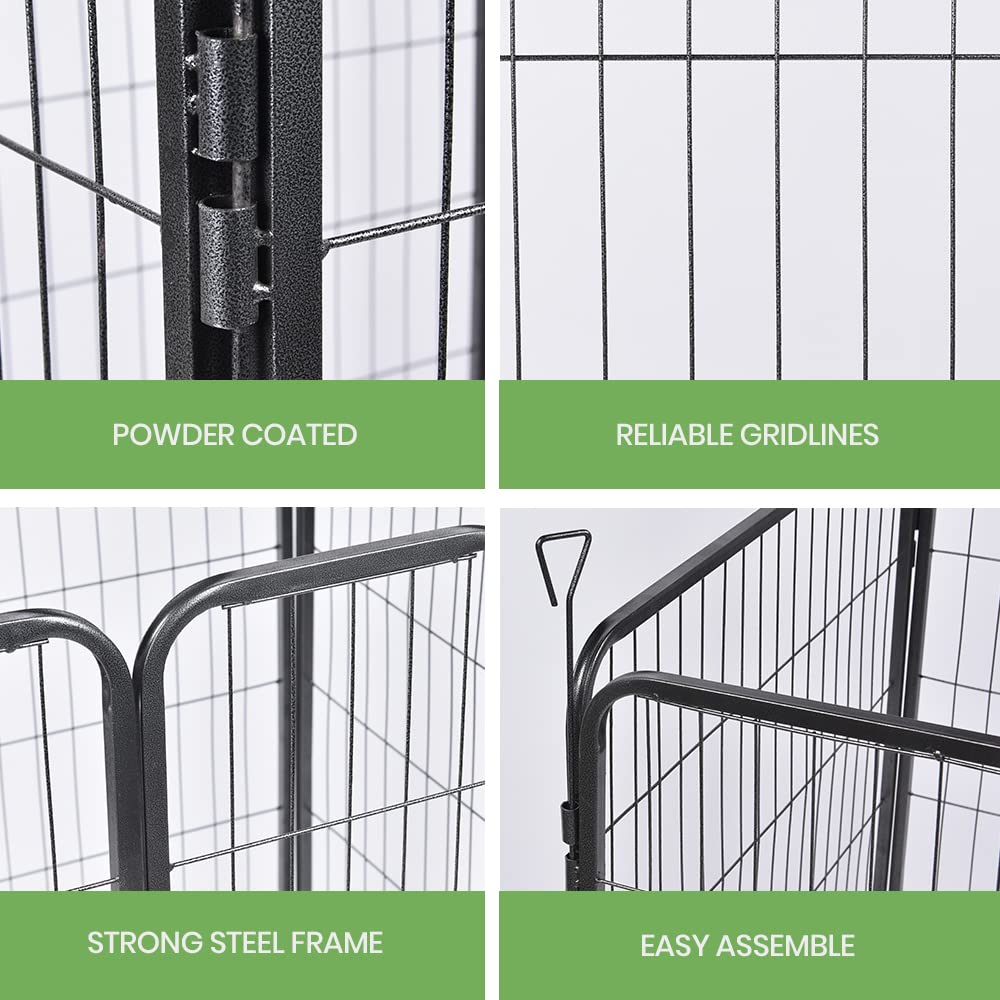 8-Panel Foldable Metal Pet Playpen with Gate