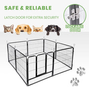 8-Panel Foldable Metal Pet Playpen with Gate